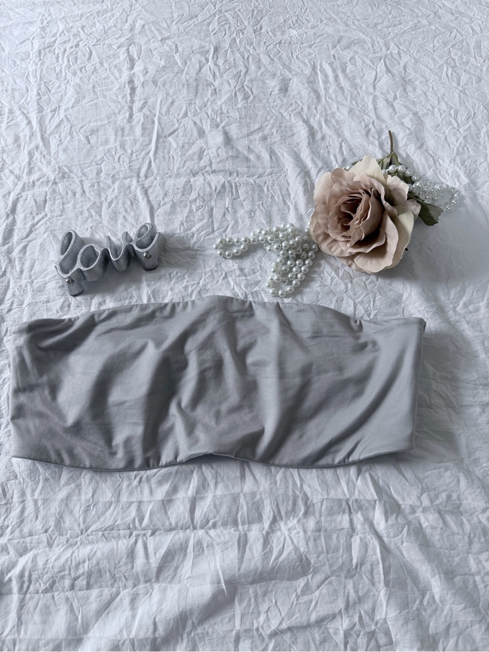 aerie Light Gray Strapless Bandeau - Seamless Stretch